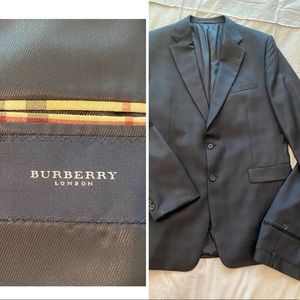 Burberry Men’s Navy Checkered 2 Piece Suit 44L